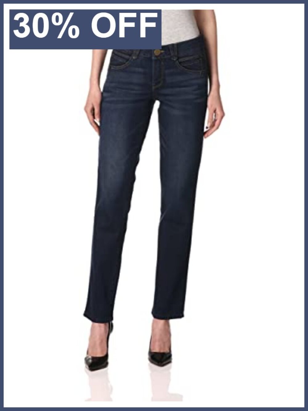 Ab Solution Straight Leg Jeans Super-Stretch Denim Mid Rise Casual